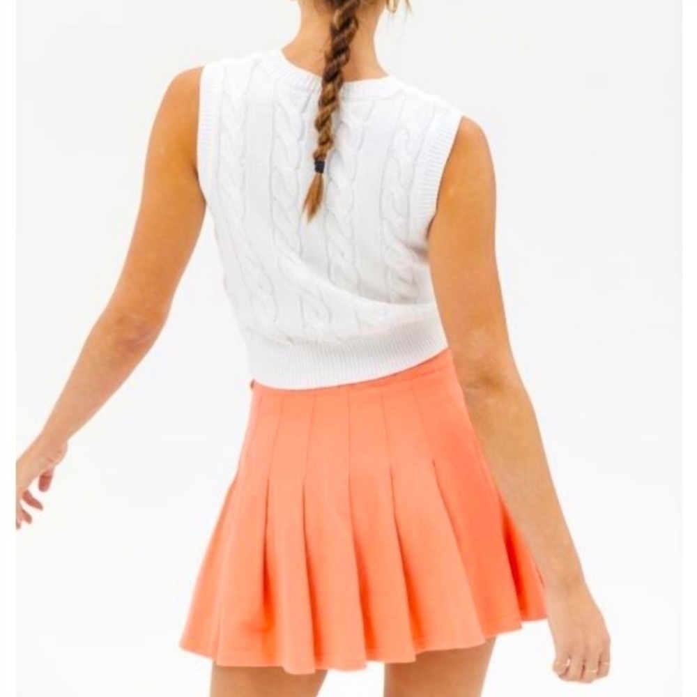 Urban Outfitters Pleated Katie Tennis Preppy Skirt Small Peach - Picture 6 of 13